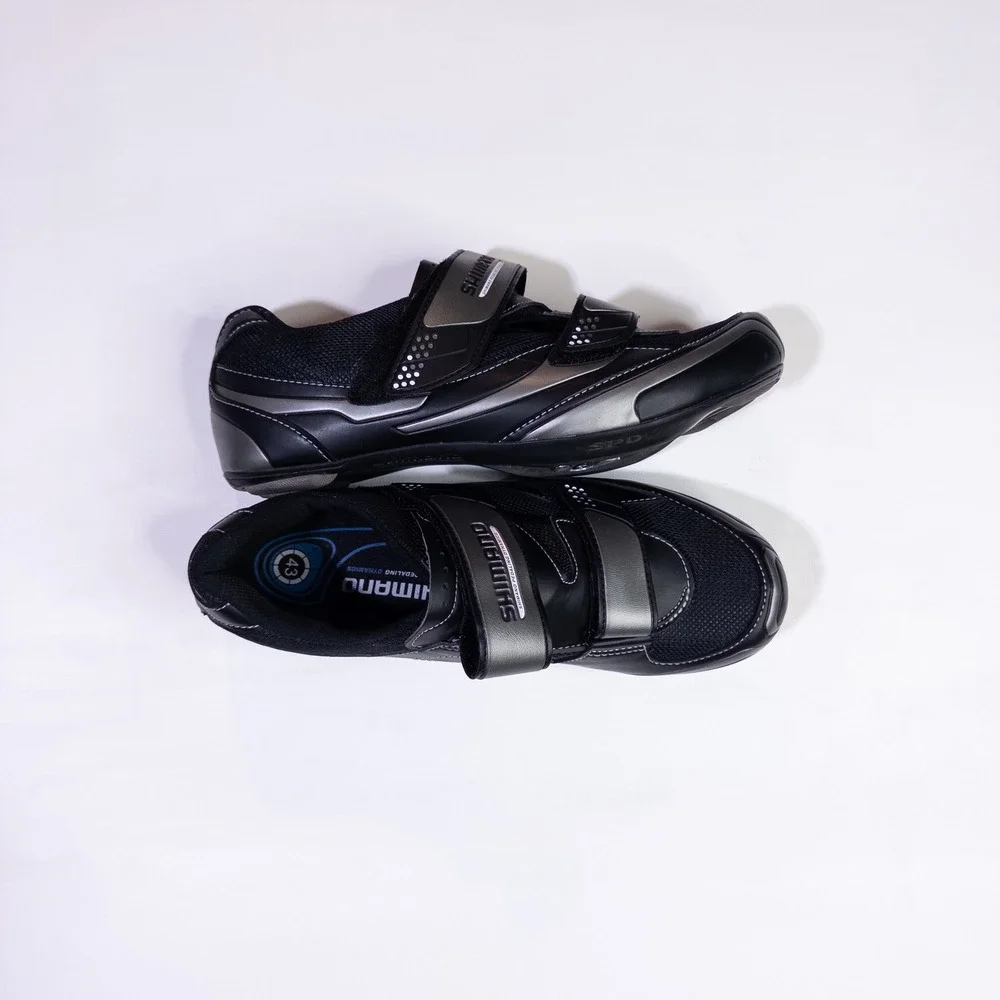 Shimano SH-R064 Cycling Shoes Mens Size 43 Black Silver Good SPD SPD-SL Cleats
